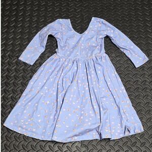 Alice + Ames Girls Sz 6 Blue Floral Long Sleeve Ballet Twirl Dress Cotton Blend